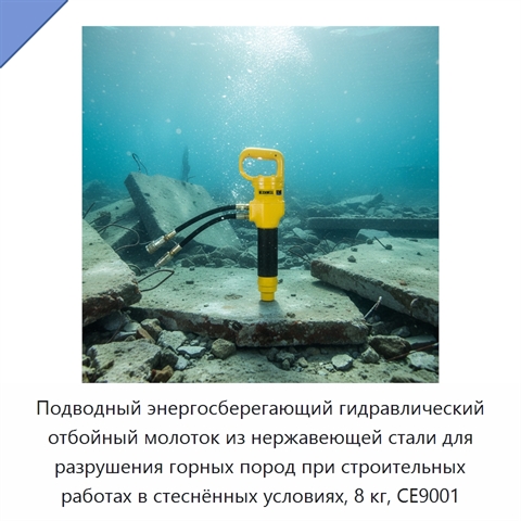 Подводный энергосберегающий гидравлический отбойный молоток из нержавеющей стали для разрушения горных пород при строительных работах в стеснённых условиях, 8 кг, CE9001