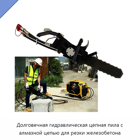 Долговечная гидравлическая цепная пила с алмазной цепью для резки железобетона
