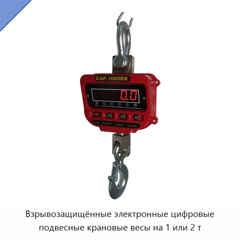 Взрывозащищённые электронные цифровые подвесные крановые весы на 1 или 2 т