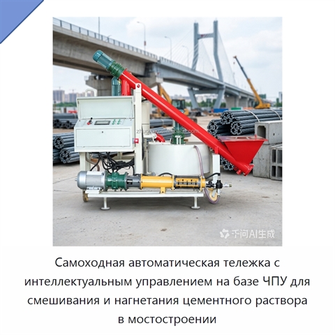 Самоходная автоматическая тележка с интеллектуальным управлением на базе ЧПУ для смешивания и нагнетания цементного раствора в мостостроении
