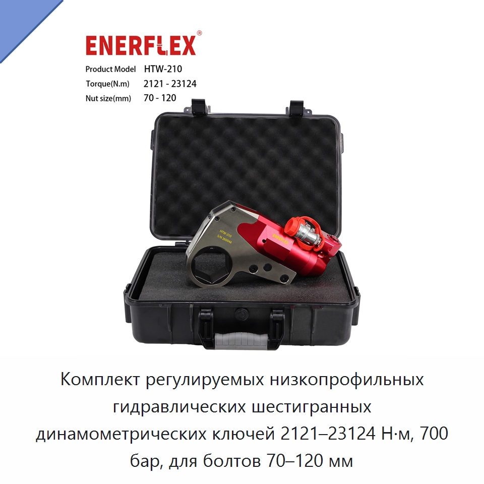 Комплект регулируемых низкопрофильных гидравлических шестигранных динамометрических ключей 2121–23124 Н·м, 700 бар, для болтов 70–120 мм — Гаечные ключи