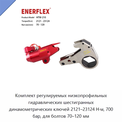 Комплект регулируемых низкопрофильных гидравлических шестигранных динамометрических ключей 2121–23124 Н·м, 700 бар, для болтов 70–120 мм
