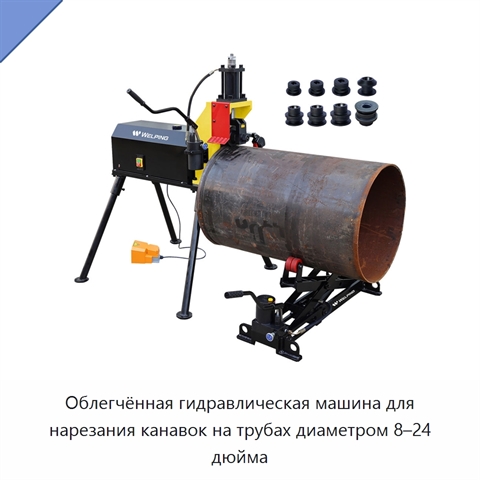 Облегчённая гидравлическая машина для нарезания канавок на трубах диаметром 8–24 дюйма