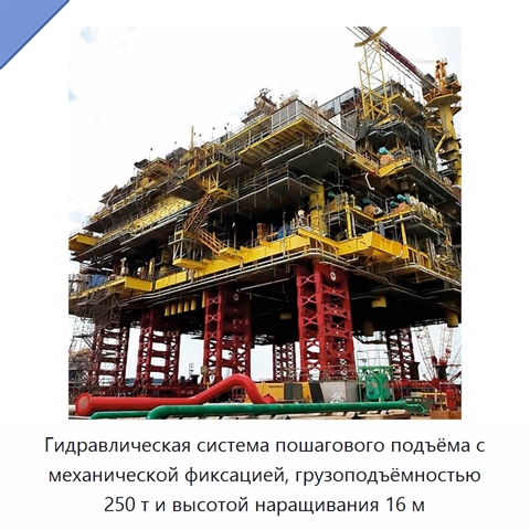 Гидравлическая домкратная система синхронного пошагового подъёма 250 т с высотой наращивания 16 м