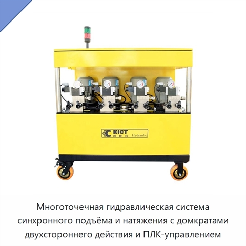 Многоточечная гидравлическая система синхронного подъёма и натяжения с домкратами двухстороннего действия и ПЛК-управлением