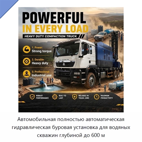 Автомобильная полностью автоматическая гидравлическая буровая установка для водяных скважин глубиной до 600 м