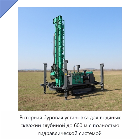 Роторная буровая установка для водяных скважин глубиной до 600 м с полностью гидравлической системой