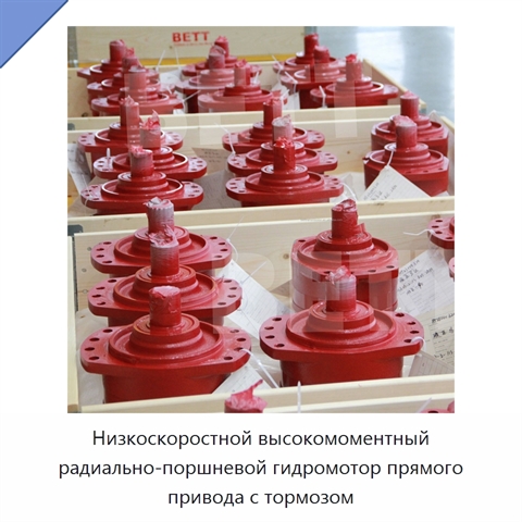 Низкоскоростной высокомоментный радиально-поршневой гидромотор прямого привода с тормозом
