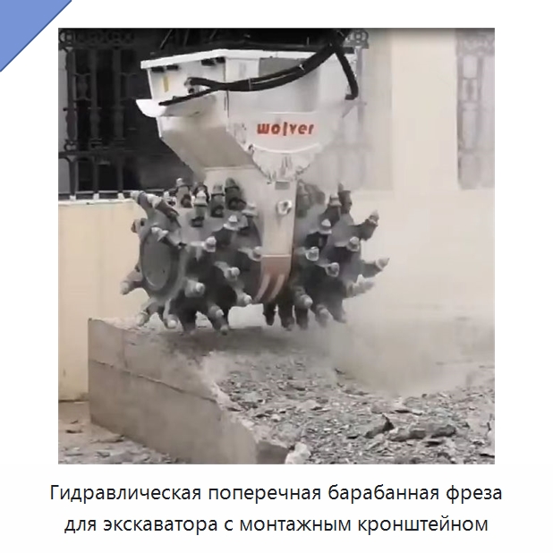Гидравлическая поперечная барабанная фреза для экскаватора с монтажным кронштейном — Навесное оборудование для строительной техники