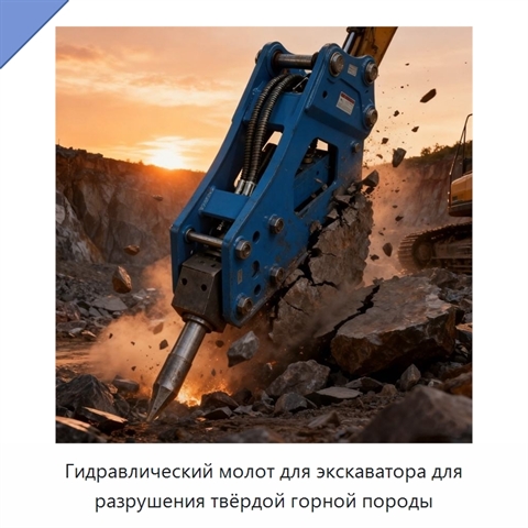 Гидравлический молот для экскаватора для разрушения твёрдой горной породы