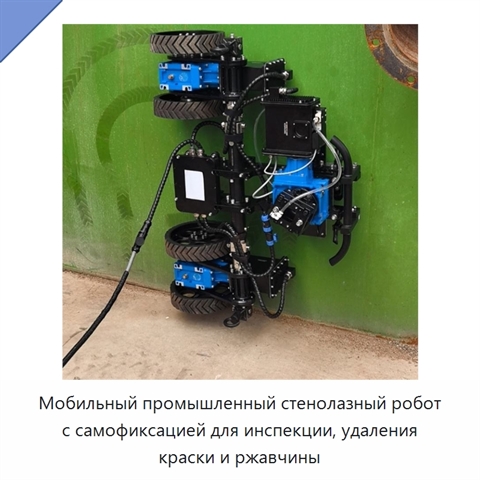 Мобильный промышленный стенолазный робот с самофиксацией для инспекции, удаления краски и ржавчины