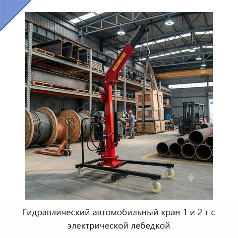 Гидравлический автомобильный кран 1 и 2 т с электрической лебедкой