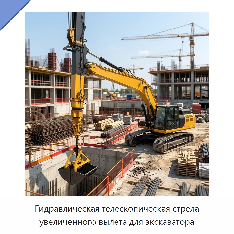 Гидравлическая телескопическая стрела увеличенного вылета для экскаватора — Навесное оборудование для строительной техники