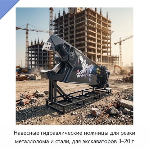 Навесные гидравлические ножницы для резки металлолома и стали, для экскаваторов 3–20 т