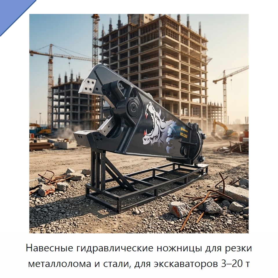 Навесные гидравлические ножницы для резки металлолома и стали, для экскаваторов 3–20 т — Навесное оборудование для строительной техники