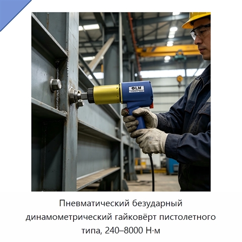 Пневматический безударный динамометрический гайковёрт пистолетного типа, 240–8000 Н·м