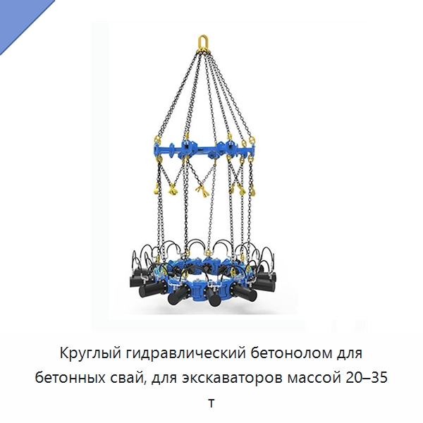 Круглый гидравлический бетонолом для бетонных свай, для экскаваторов массой 20–35 т — Навесное оборудование для строительной техники