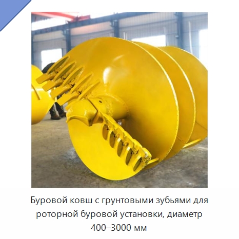 Буровой ковш с грунтовыми зубьями для роторной буровой установки, диаметр 400–3000 мм — Запчасти для строительной техники