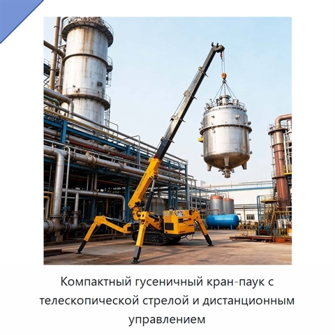 Компактный гусеничный кран-паук с телескопической стрелой и дистанционным управлением