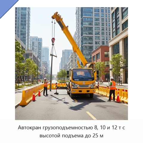 Автокран грузоподъемностью 8, 10 и 12 т с высотой подъема до 25 м
