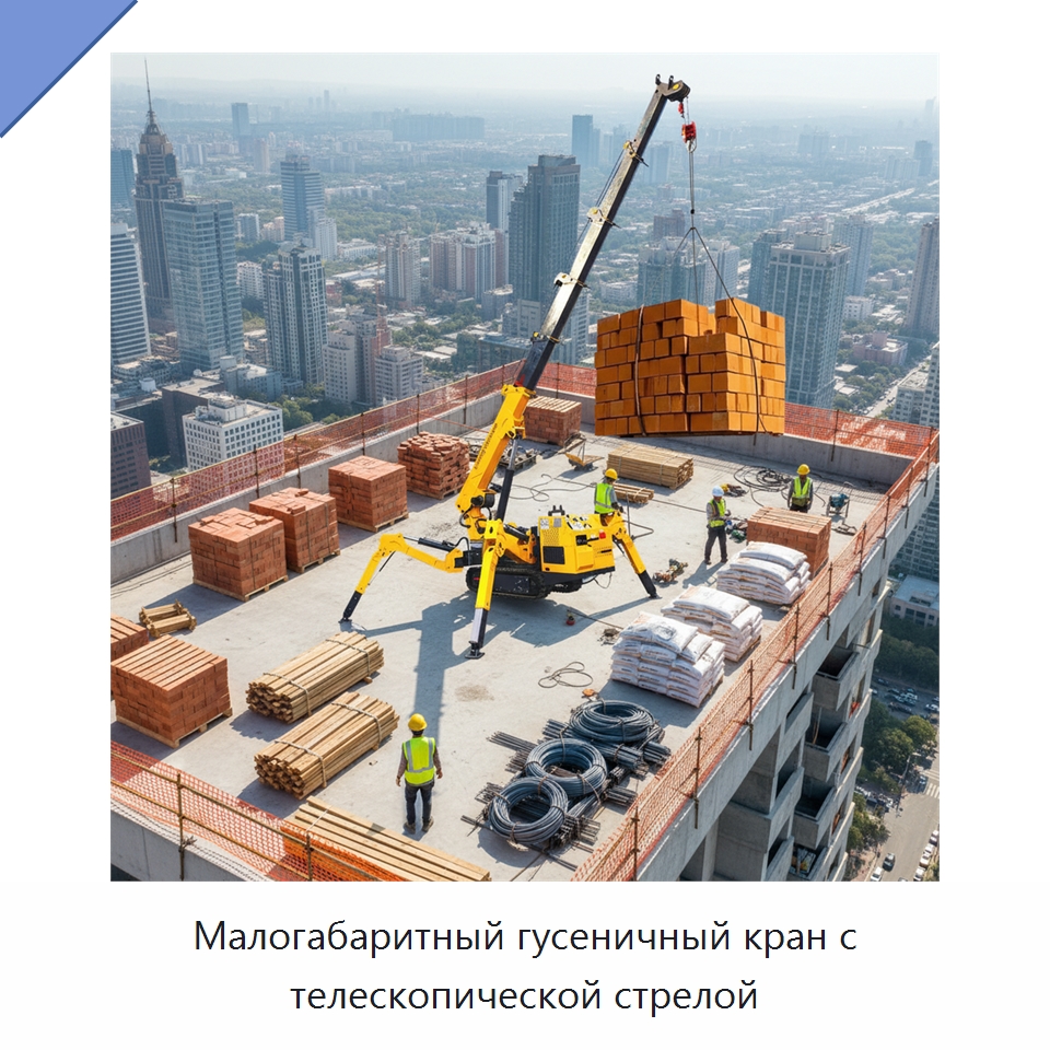 Малогабаритный гусеничный кран с телескопической стрелой — Краны