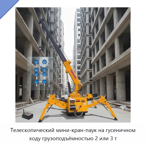 Телескопический мини-кран-паук на гусеничном ходу грузоподъёмностью 2 или 3 т