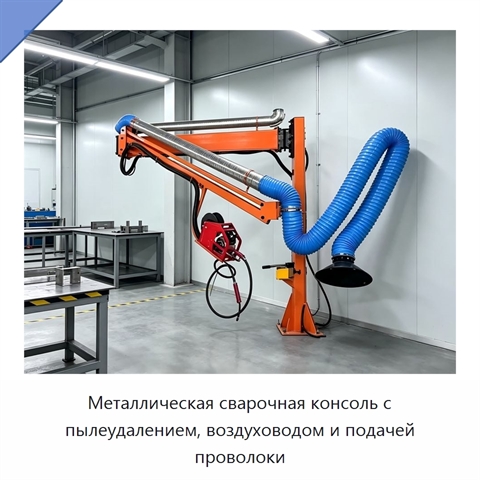 Металлическая сварочная консоль с пылеудалением, воздуховодом и подачей проволоки