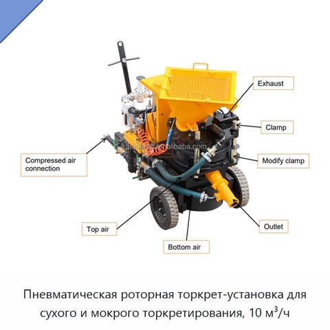 Пневматическая роторная торкрет-установка для сухого и мокрого торкретирования, 10 м³/ч