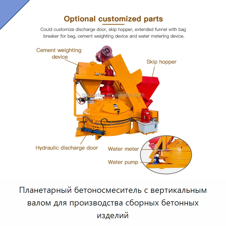 Планетарный бетоносмеситель с вертикальным валом для производства сборных бетонных изделий — Оборудование для работы с бетоном