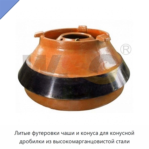 Литые футеровки чаши и конуса для конусной дробилки из высокомарганцовистой стали