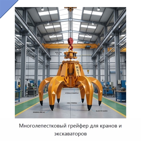 Многолепестковый грейфер для кранов и экскаваторов