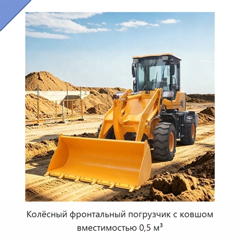 Колёсный фронтальный погрузчик с ковшом вместимостью 0,5 м³