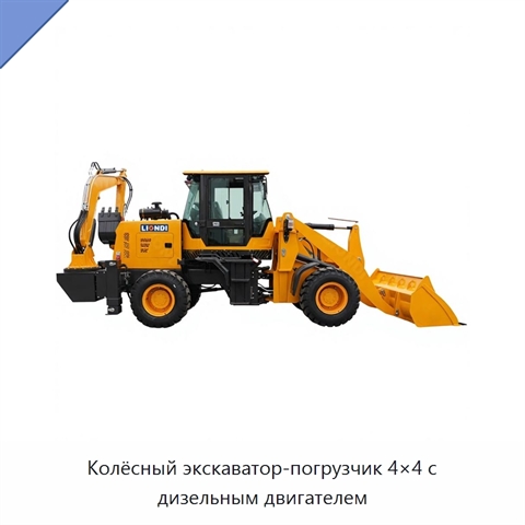 Колёсный экскаватор-погрузчик 4×4 с дизельным двигателем