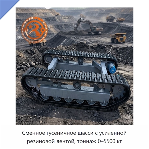Сменное гусеничное шасси с усиленной резиновой лентой, тоннаж 0–5500 кг