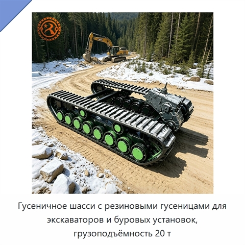 Гусеничное шасси с резиновыми гусеницами для экскаваторов и буровых установок, грузоподъёмность 20 т