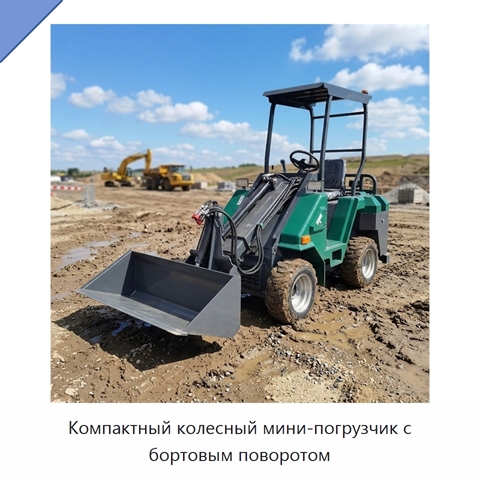 Компактный колесный мини-погрузчик с бортовым поворотом