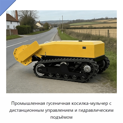 Промышленная гусеничная косилка-мульчер с дистанционным управлением и гидравлическим подъёмом