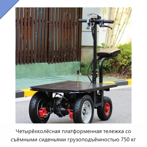 Четырёхколёсная платформенная тележка со съёмными сиденьями грузоподъёмностью 750 кг