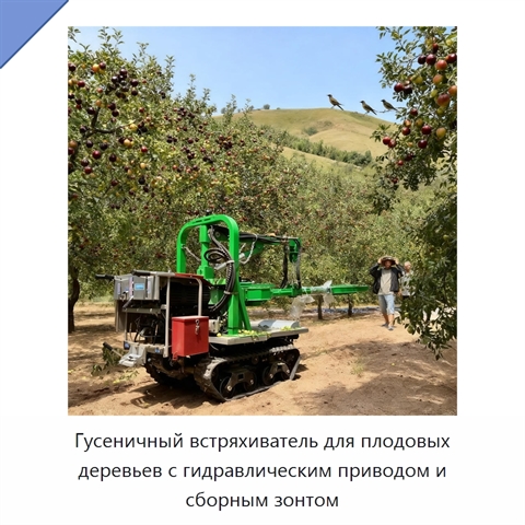 Гусеничный встряхиватель для плодовых деревьев с гидравлическим приводом и сборным зонтом