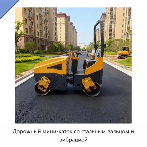 Дорожный мини-каток со стальным вальцом и вибрацией
