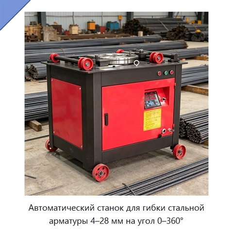 Автоматический станок для гибки стальной арматуры 4–28 мм на угол 0–360°