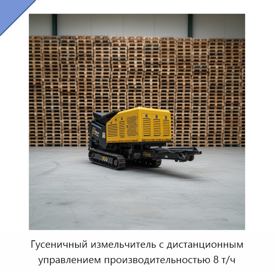 Гусеничный измельчитель с дистанционным управлением производительностью 8 т/ч — Дробилки для древесины
