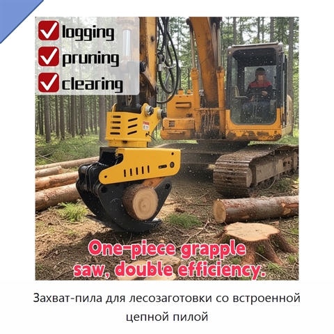 Захват-пила для лесозаготовки со встроенной цепной пилой