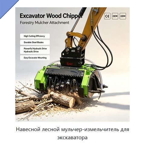 Навесной лесной мульчер-измельчитель для экскаватора