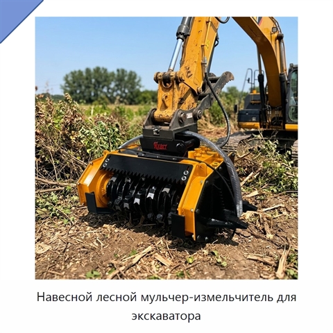 Навесной лесной мульчер-измельчитель для экскаватора