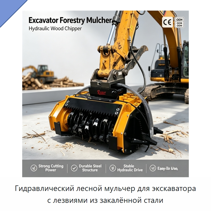 Гидравлический лесной мульчер для экскаватора с лезвиями из закалённой стали — Навесное оборудование для строительной техники