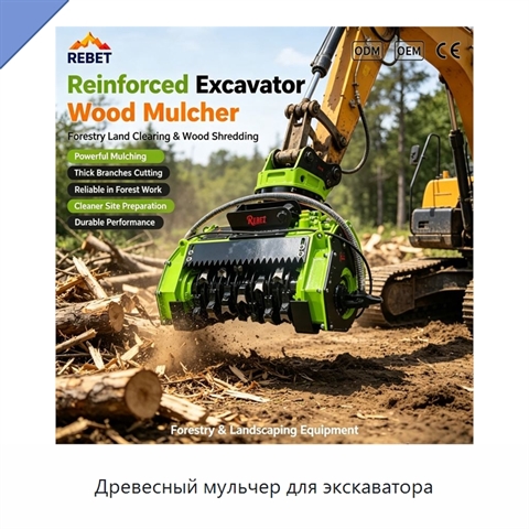 Древесный мульчер для экскаватора