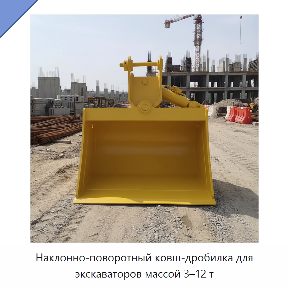 Наклонно-поворотный ковш-дробилка для экскаваторов массой 3–12 т — Навесное оборудование для строительной техники
