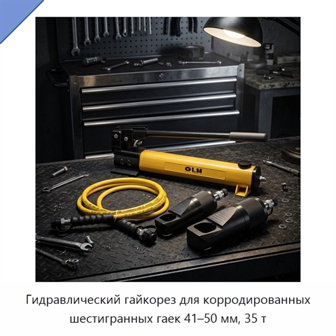 Гидравлический гайкорез для корродированных шестигранных гаек 41–50 мм, 35 т