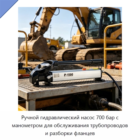Ручной гидравлический насос 700 бар с манометром для обслуживания трубопроводов и разборки фланцев